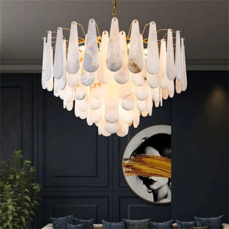 Alabaster Feathery Chandelier-Nobipets