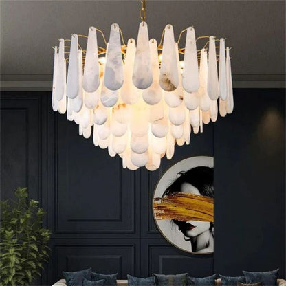 Alabaster Feathery Chandelier-Nobipets