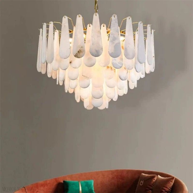Alabaster Feathery Chandelier-Nobipets