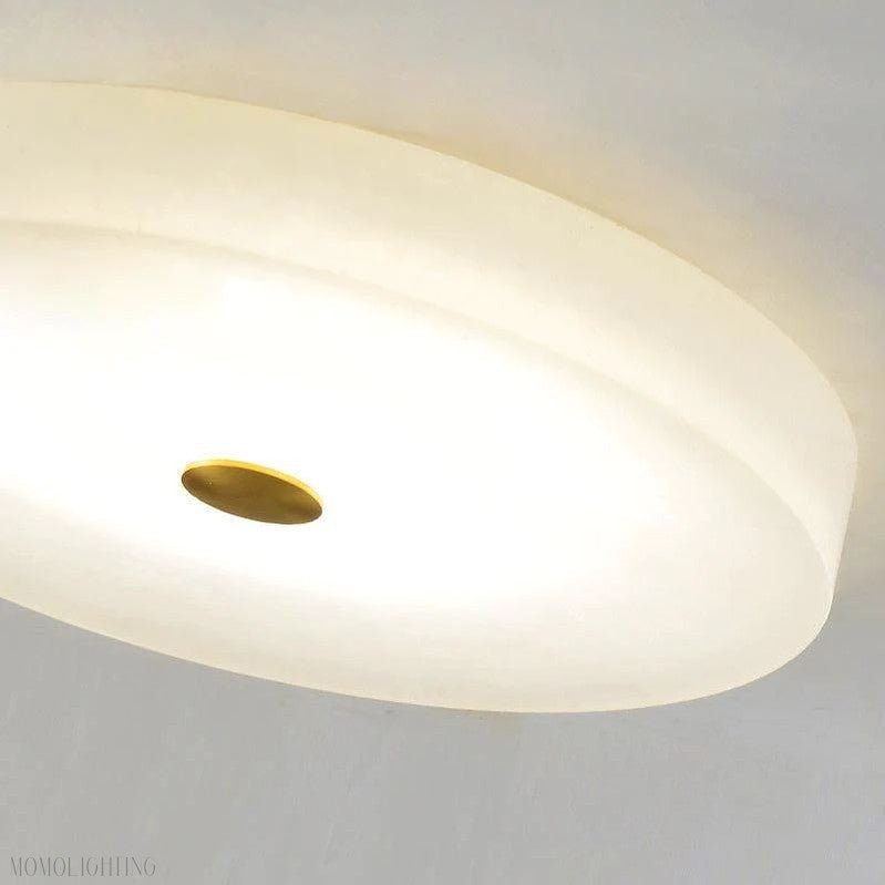 Alabaster Flush Mounted Round Led Chandelier-Nobipets