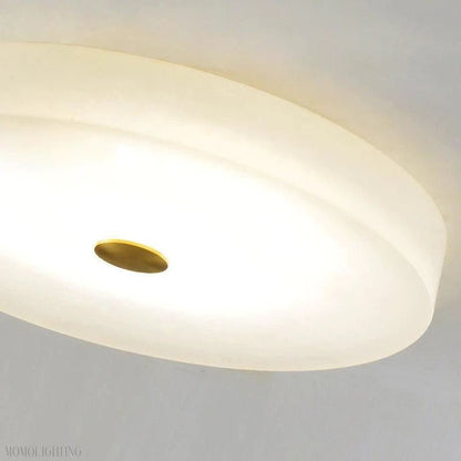 Alabaster Flush Mounted Round Led Chandelier-Nobipets