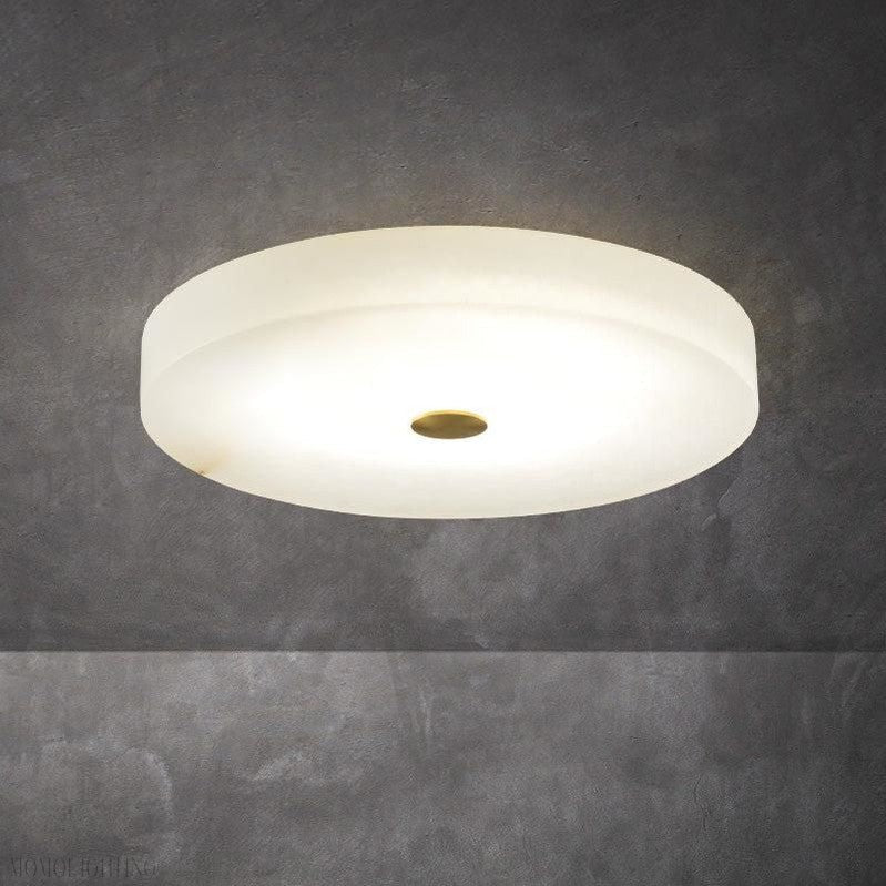 Alabaster Flush Mounted Round Led Chandelier-Nobipets