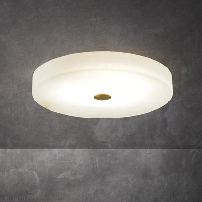 Alabaster Flush Mounted Round Led Chandelier-Nobipets