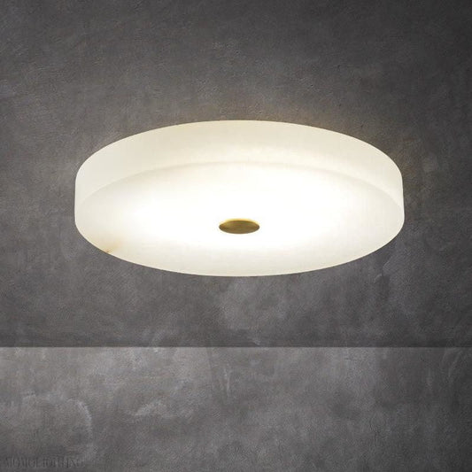 Alabaster Flush Mounted Round Led Chandelier-Nobipets