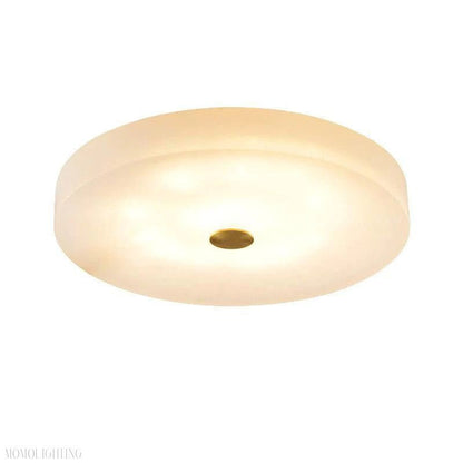 Alabaster Flush Mounted Round Led Chandelier-Nobipets