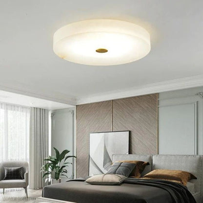 Alabaster Flush Mounted Round Led Chandelier-Nobipets