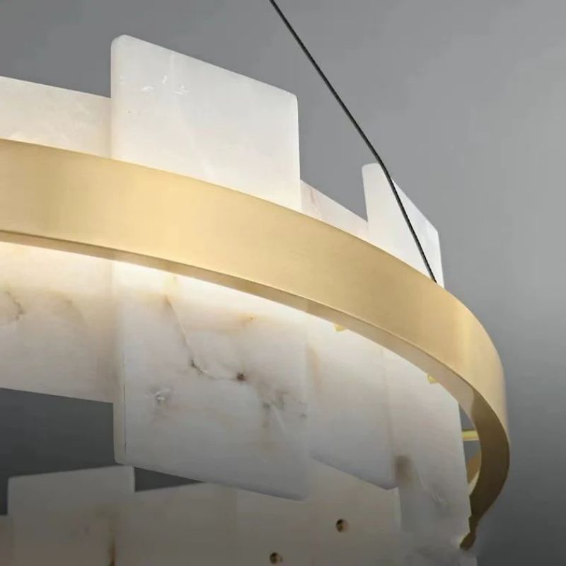Alabaster Glo Modern Round Chandelier-Nobipets