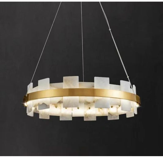 Alabaster Glo Modern Round Chandelier-Nobipets