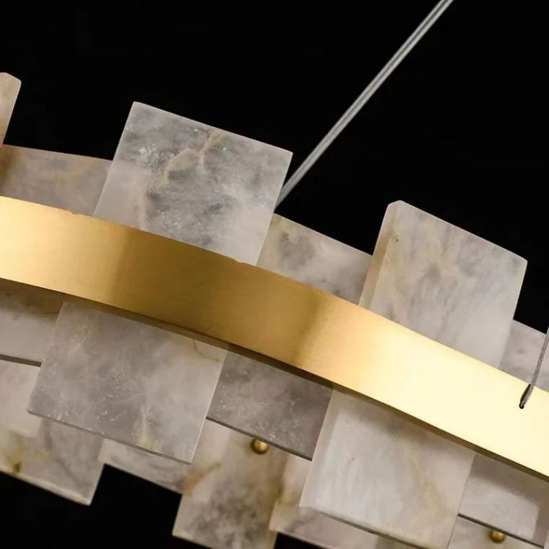 Alabaster Glo Modern Round Chandelier-Nobipets