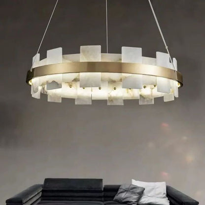 Alabaster Glo Modern Round Chandelier-Nobipets