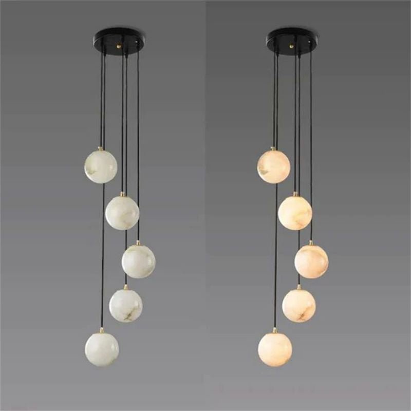 Alabaster Global Wavy Chandelier-Nobipets