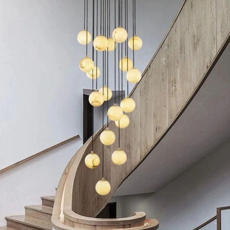 Alabaster Global Wavy Chandelier-Nobipets