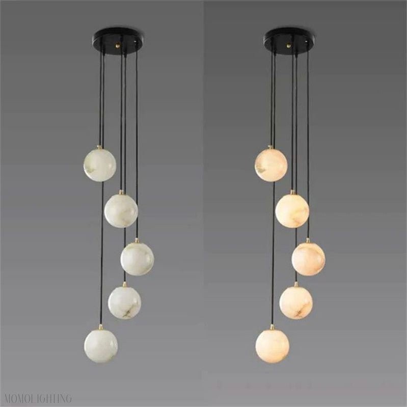 Alabaster Global Wavy Chandelier-Nobipets
