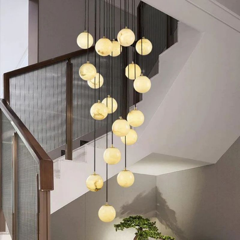 Alabaster Global Wavy Chandelier-Nobipets