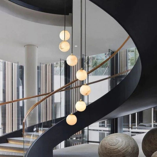 Alabaster Global Wavy Chandelier-Nobipets