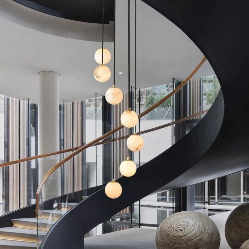 Alabaster Global Wavy Chandelier-Nobipets