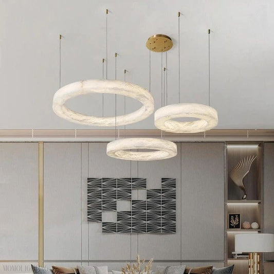 Alabaster Living Room Round Chandelier-Nobipets