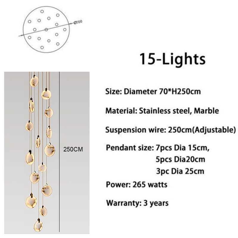 Alabaster Long Staircase Chandelier 5 styles-Nobipets