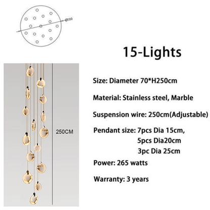 Alabaster Long Staircase Chandelier 5 styles-Nobipets