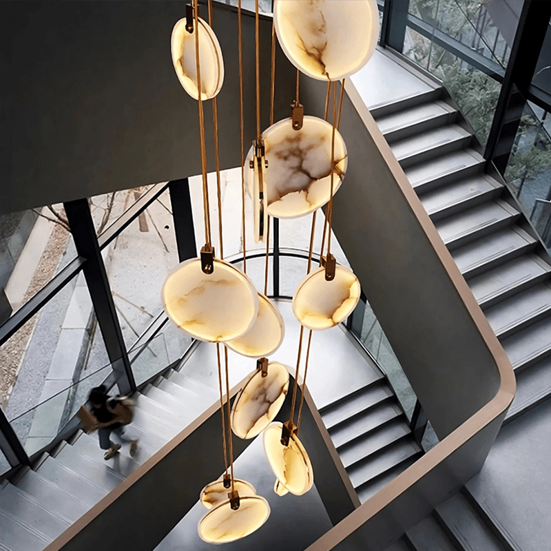 Alabaster Long Staircase Chandelier 5 styles-Nobipets