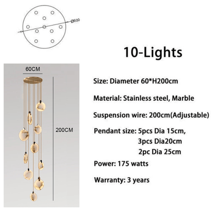 Alabaster Long Staircase Chandelier 5 styles-Nobipets