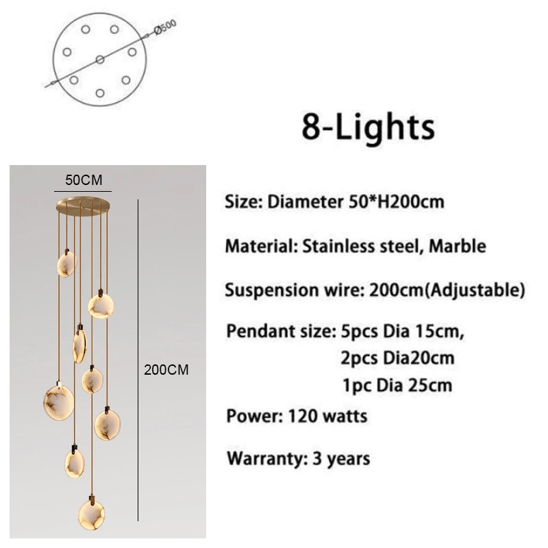 Alabaster Long Staircase Chandelier 5 styles-Nobipets
