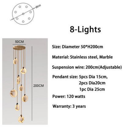Alabaster Long Staircase Chandelier 5 styles-Nobipets