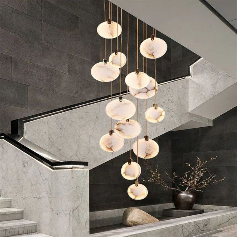 Alabaster Long Staircase Chandelier-Nobipets