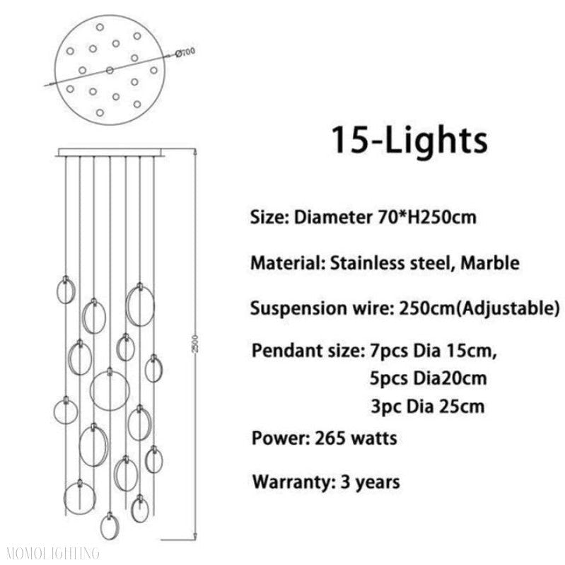 Alabaster Long Staircase Chandelier-Nobipets