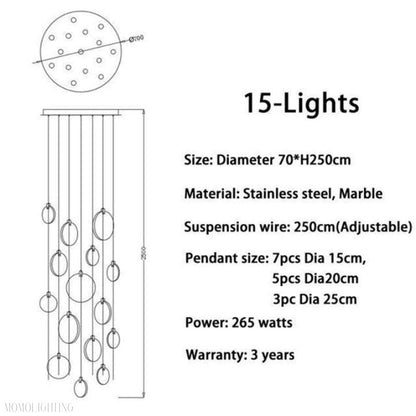 Alabaster Long Staircase Chandelier-Nobipets