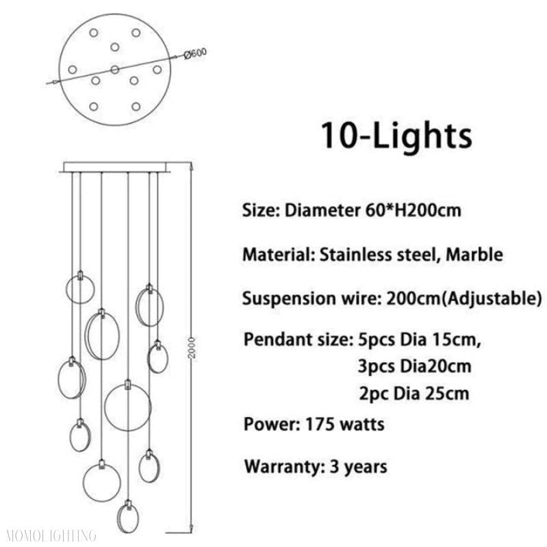 Alabaster Long Staircase Chandelier-Nobipets
