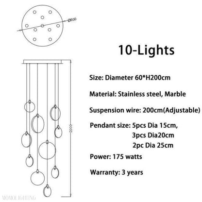 Alabaster Long Staircase Chandelier-Nobipets