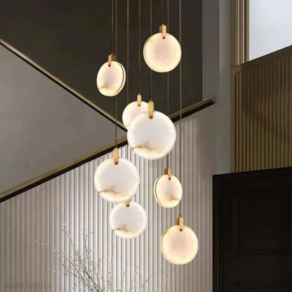 Alabaster Long Staircase Chandelier-Nobipets