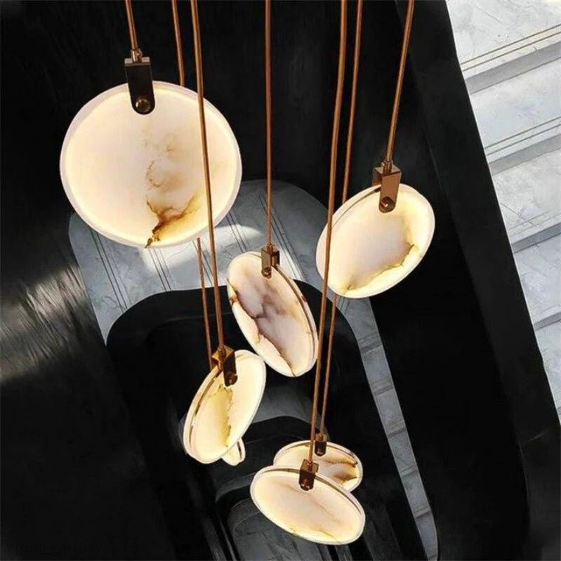 Alabaster Long Staircase Chandelier-Nobipets