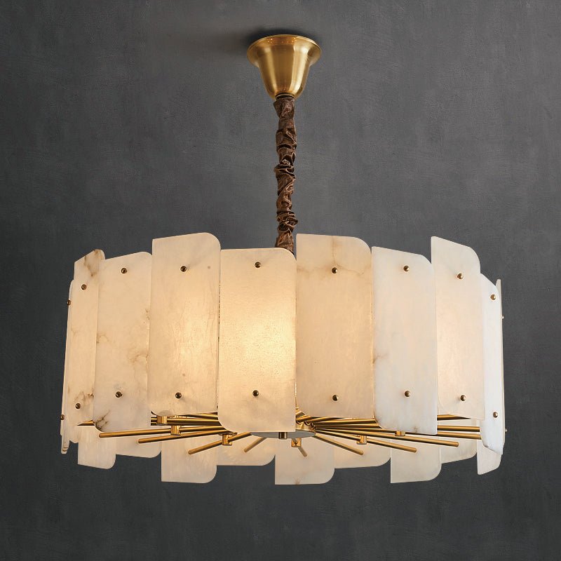 Alabaster Lorry Round Chandelier 20" 31"-Nobipets