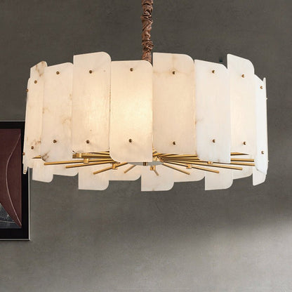Alabaster Lorry Round Chandelier 20" 31"-Nobipets