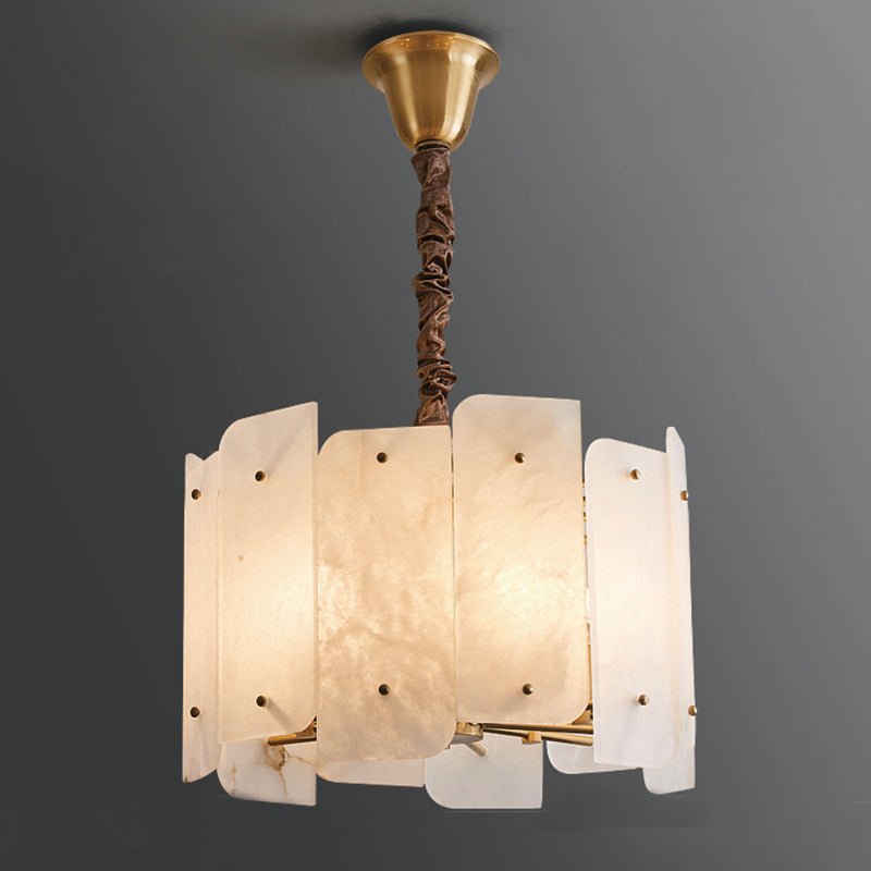 Alabaster Lorry Round Chandelier 20" 31"-Nobipets