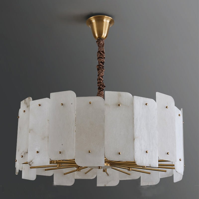 Alabaster Lorry Round Chandelier 20" 31"-Nobipets