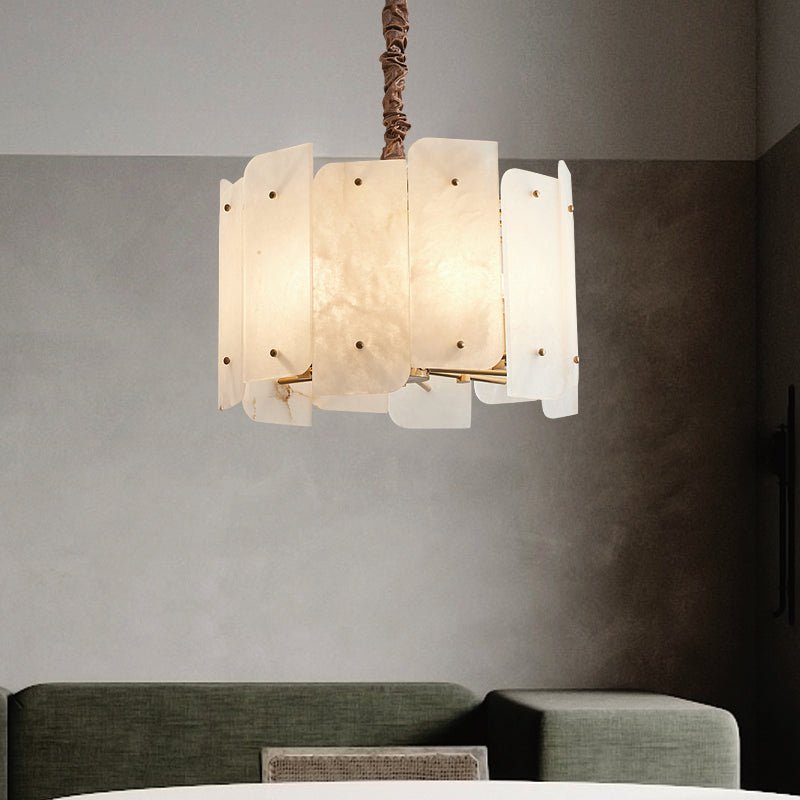 Alabaster Lorry Round Chandelier 20" 31"-Nobipets