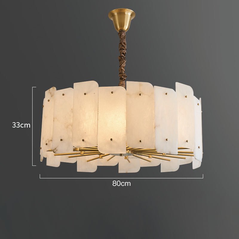 Alabaster Lorry Round Chandelier 20" 31"-Nobipets