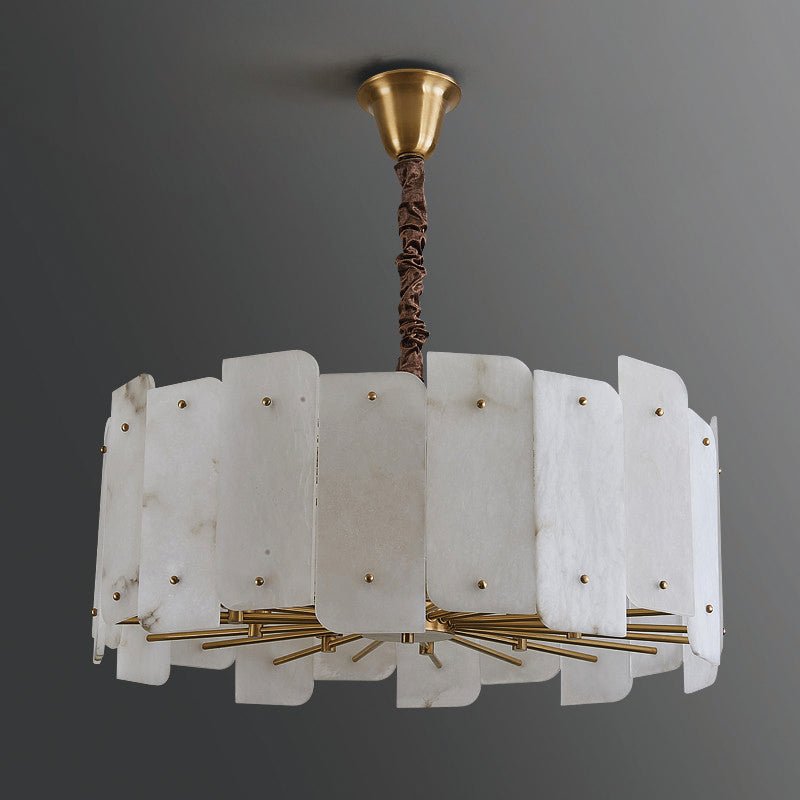 Alabaster Lorry Round Chandelier 20" 31"-Nobipets