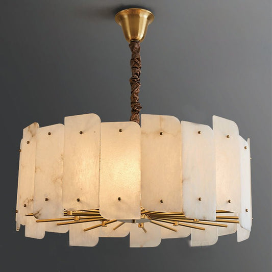 Alabaster Lorry Round Chandelier 20" 31"-Nobipets