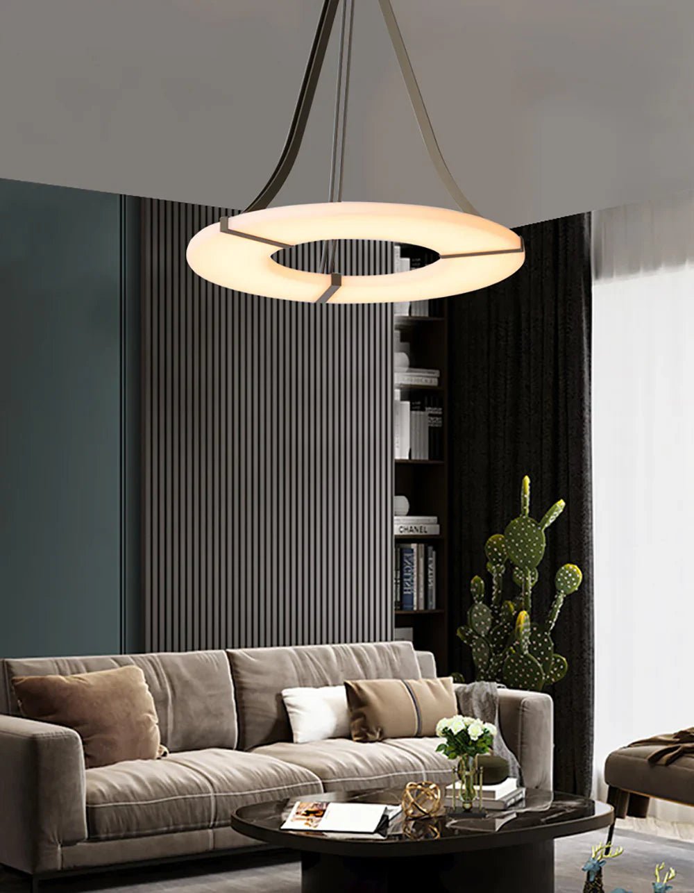 Alabaster Luxembourg Halo Chandelier-Nobipets