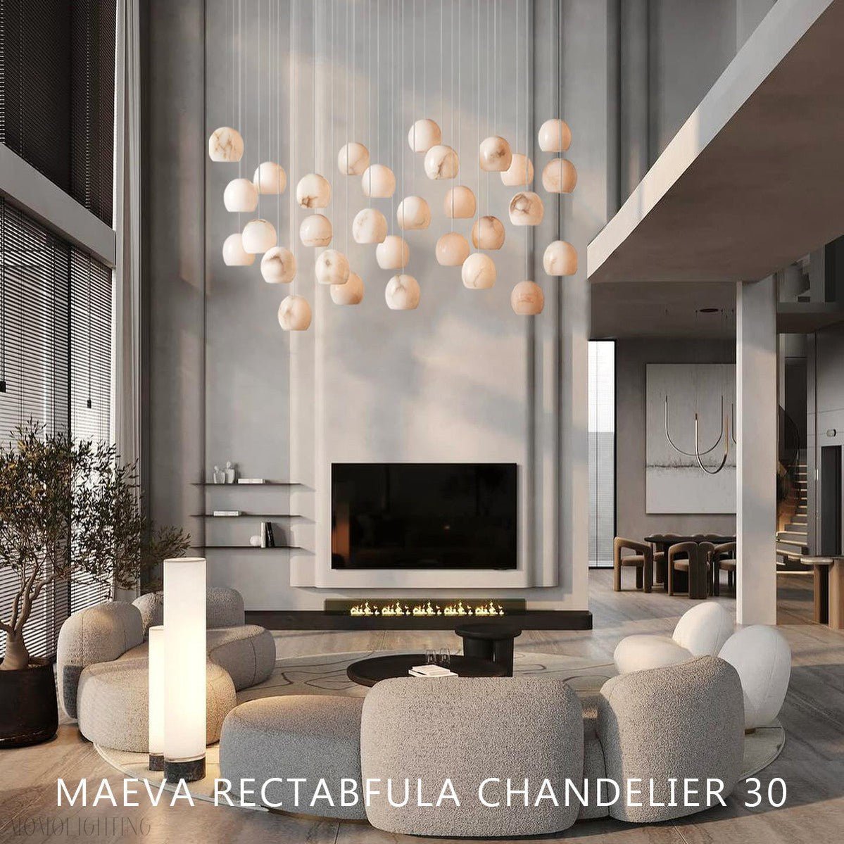 Alabaster Maeva Rectangular Chandelier 7 Light/ 15 Light/ 30 Light-Nobipets