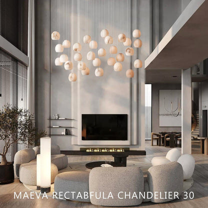 Alabaster Maeva Rectangular Chandelier 7 Light/ 15 Light/ 30 Light-Nobipets
