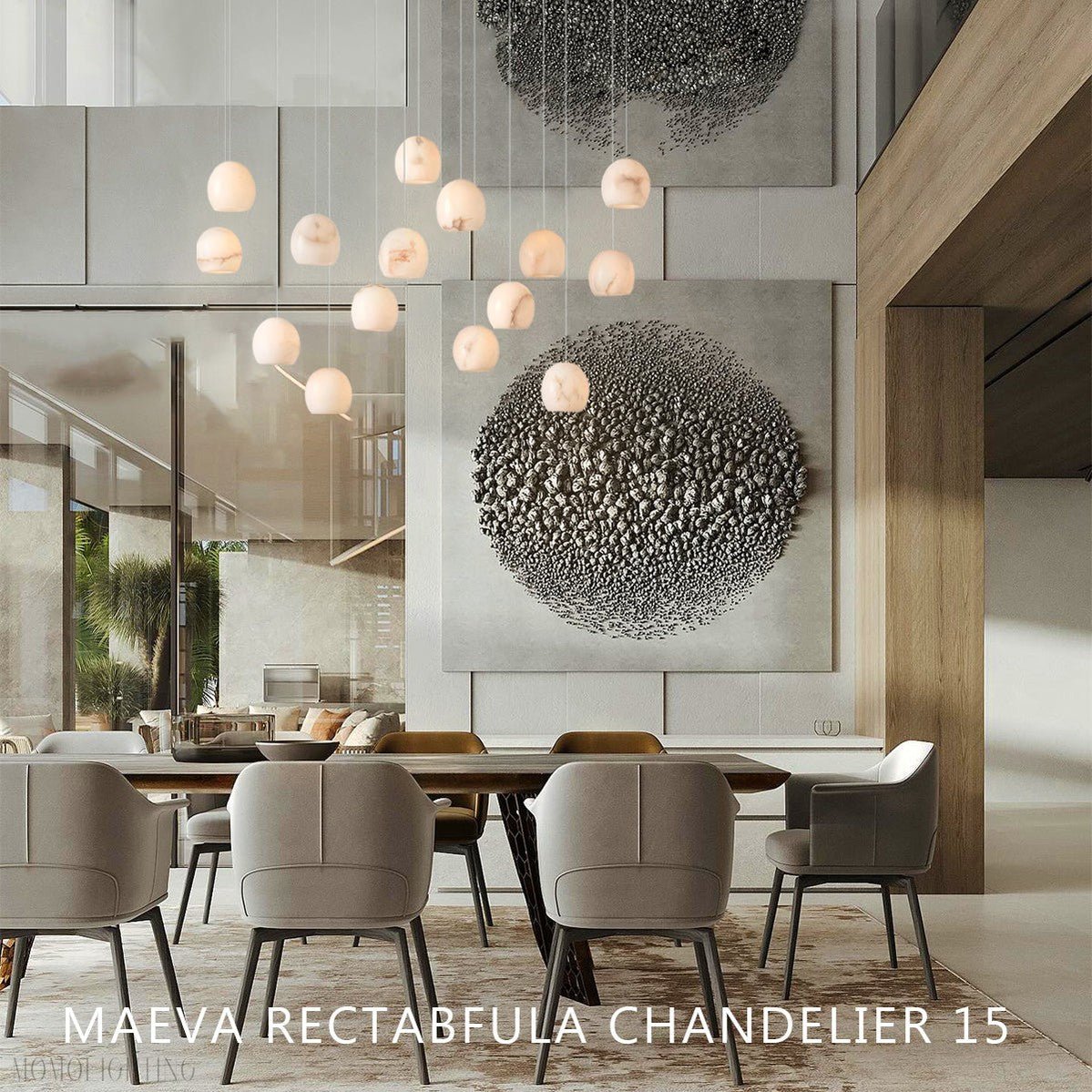 Alabaster Maeva Rectangular Chandelier 7 Light/ 15 Light/ 30 Light-Nobipets