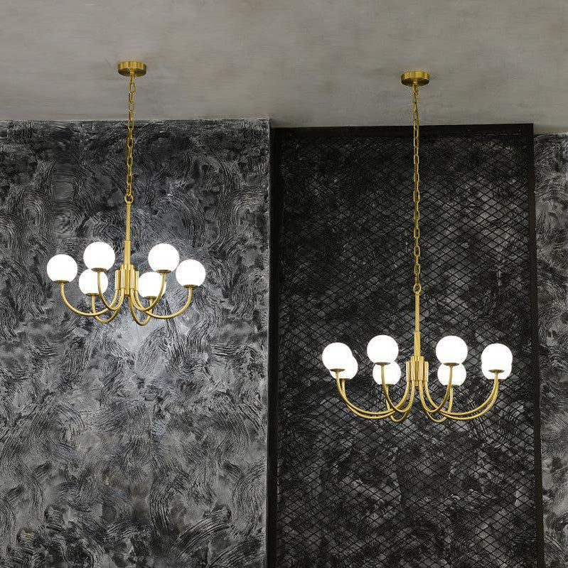 Alabaster Modern Brass Chandelier-Nobipets