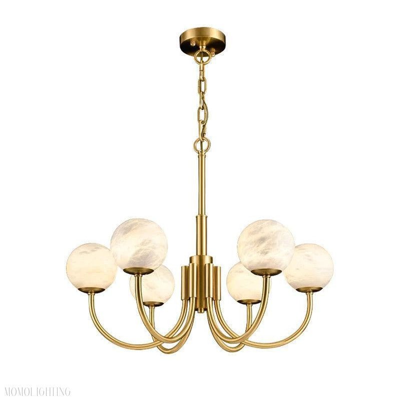 Alabaster Modern Brass Chandelier-Nobipets