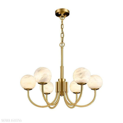 Alabaster Modern Brass Chandelier-Nobipets