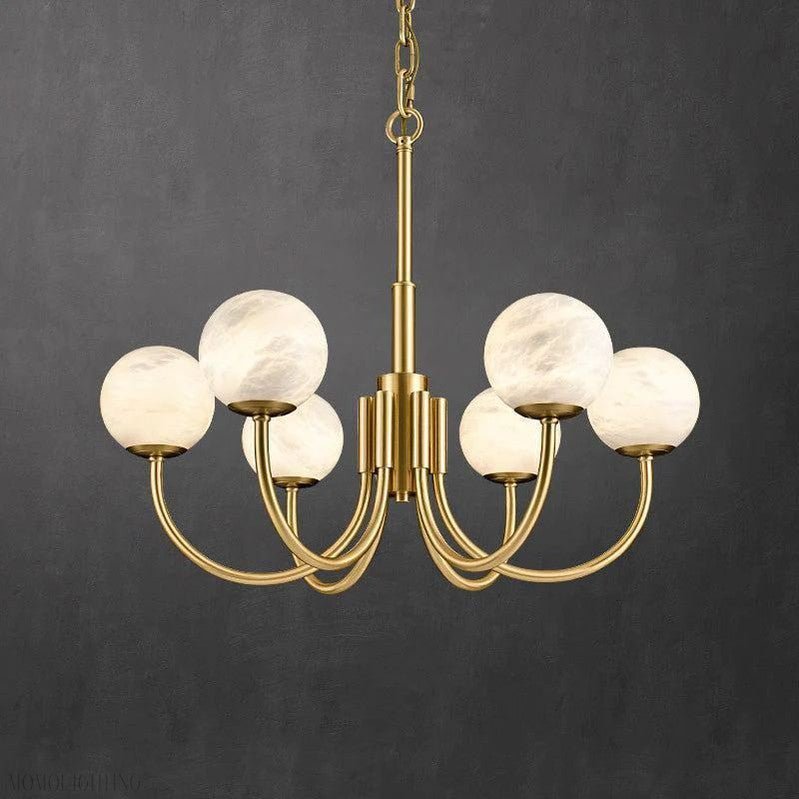 Alabaster Modern Brass Chandelier-Nobipets